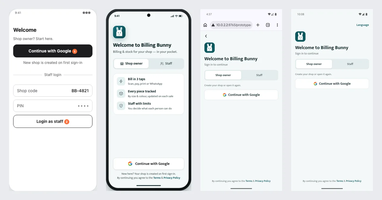 Sign-in, from grey wireframe to the real app